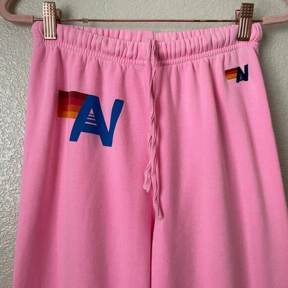 Aviator Nation Sweatpants Womens Small Pink Logo Jogger Fleece Rainbow Cotton - Picture 5 of 13